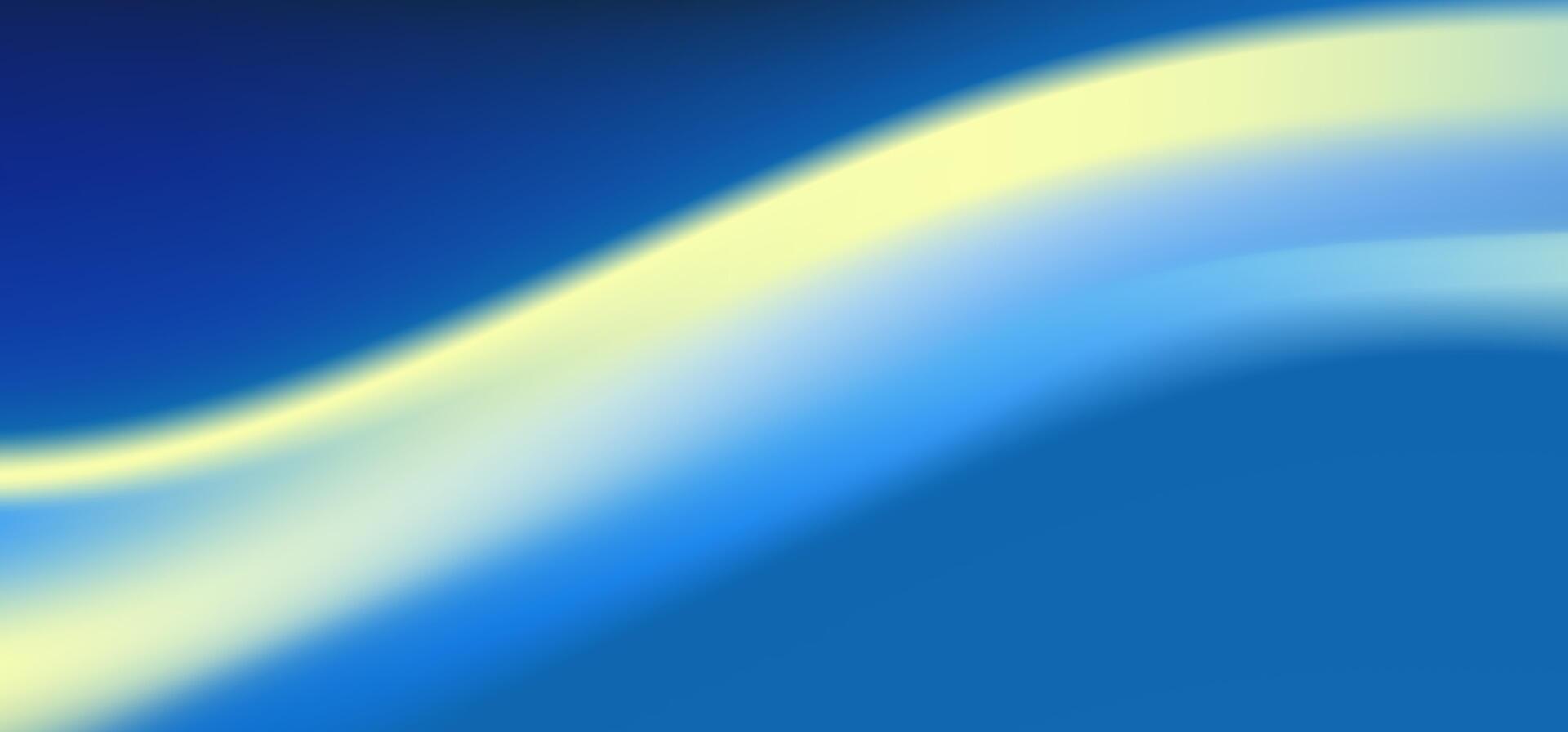 Beautiful flowing lines of yellow, blue, and purple on navy blue background. Aesthetic abstract color gradient wallpaper template. Magical wave of liquid color abstraction. Looping bend of pastel glow vector