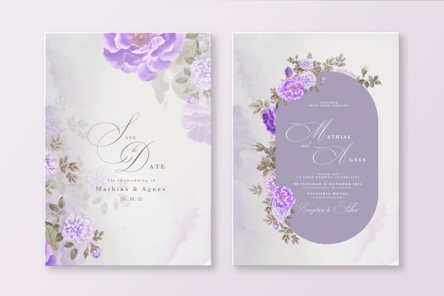 Geometric Wedding Invitation Template with Roses psd