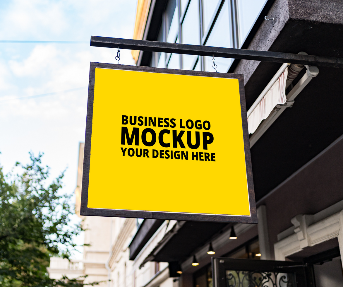 Advertisement Market Business logo Mockup psd