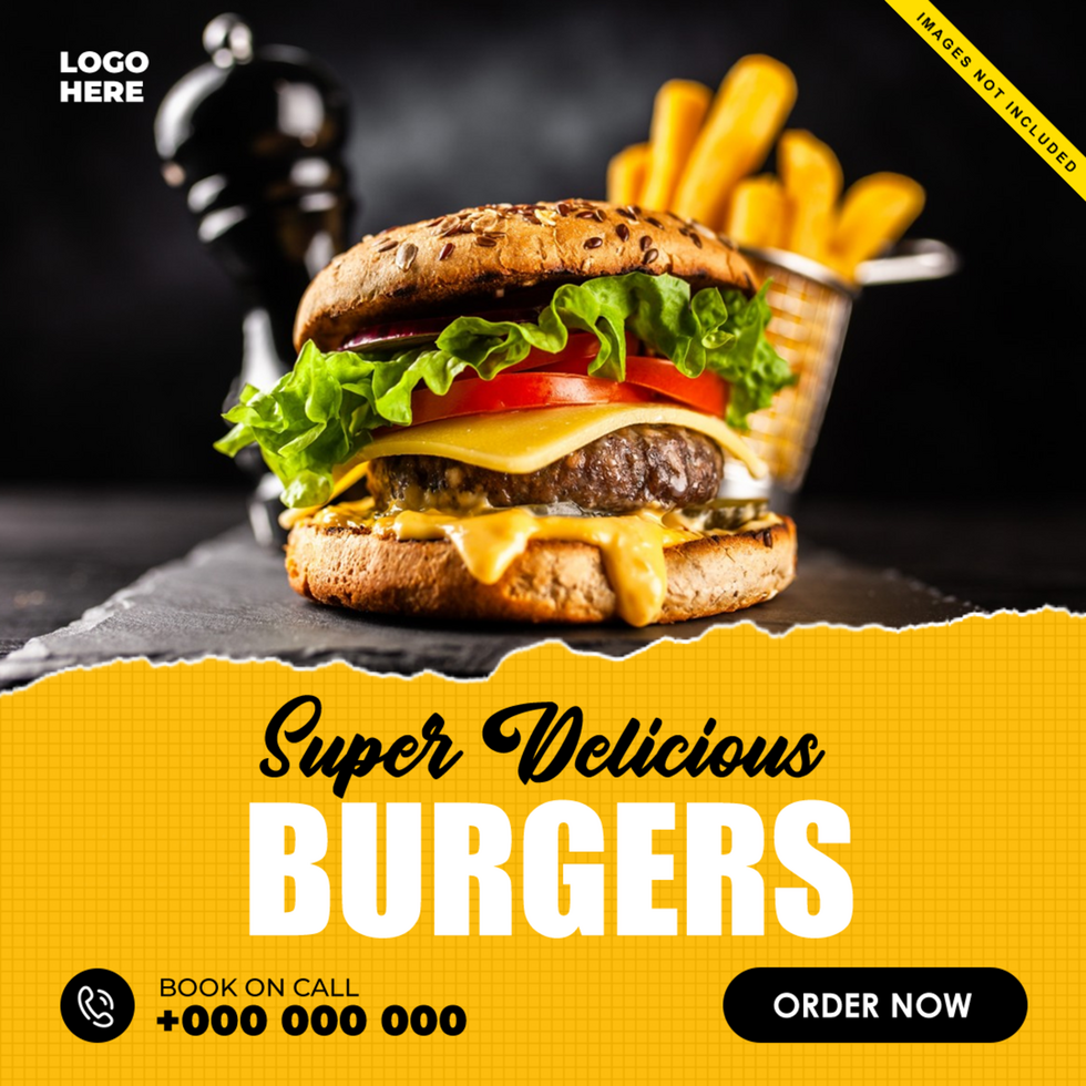 Delicious burger social media post template psd