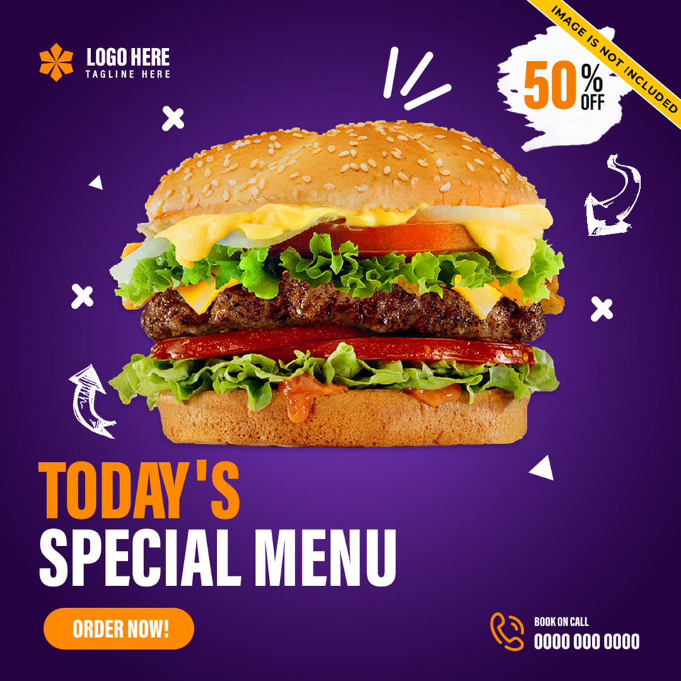 Delicious burger social media post template psd
