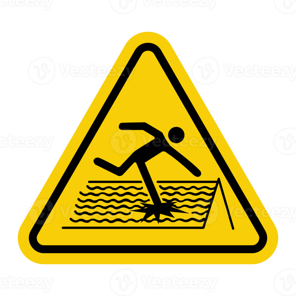 Fragile roof sign. Fragile roof that cannot be stepped on. Use safety belts and other protective equipment. Safety workers, visitors and accident prevention. Warning yellow triangular road sign. png