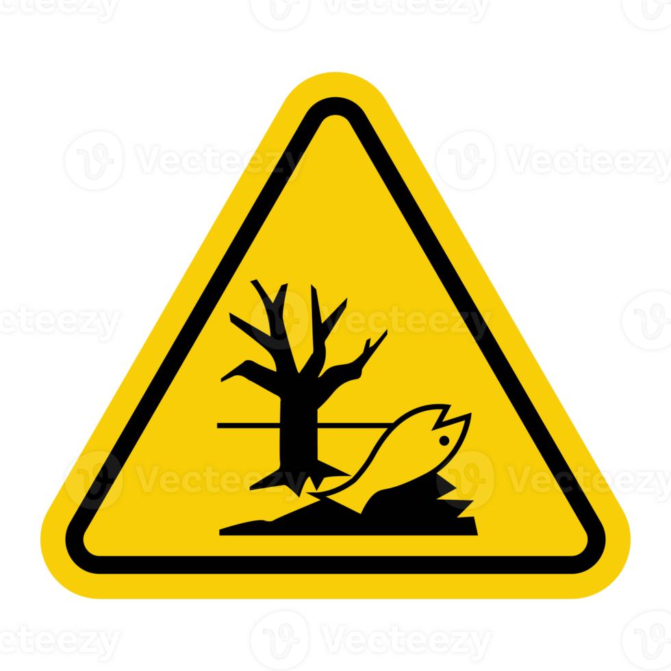 Pollutants sign. Ecological danger to environment. Health risks. Failure to comply with safety rules will lead to environmental problems. Environmental pollution. Warning yellow triangular road sign. png
