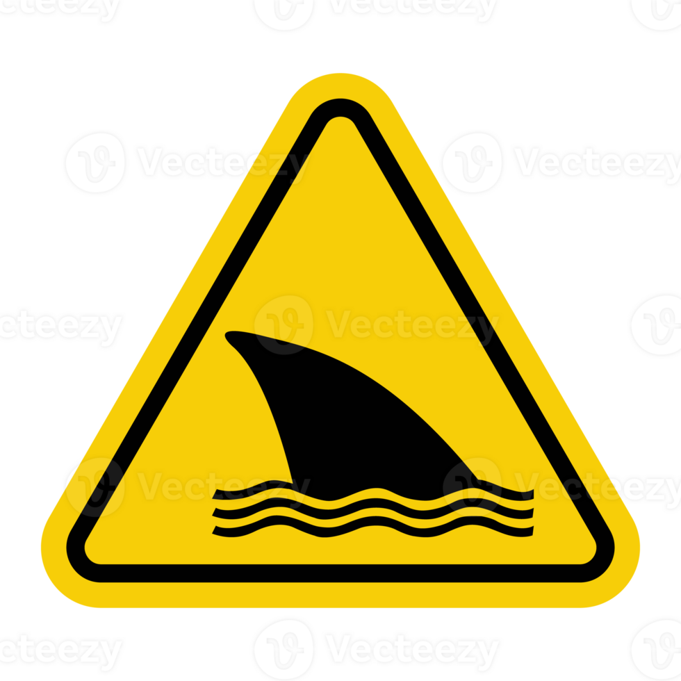 Sign shark. Sign killer whale. Warning about presence of sharks in water areas, on beaches, in marine reserves and other places where there may be threat. Warning yellow triangular road sign. png