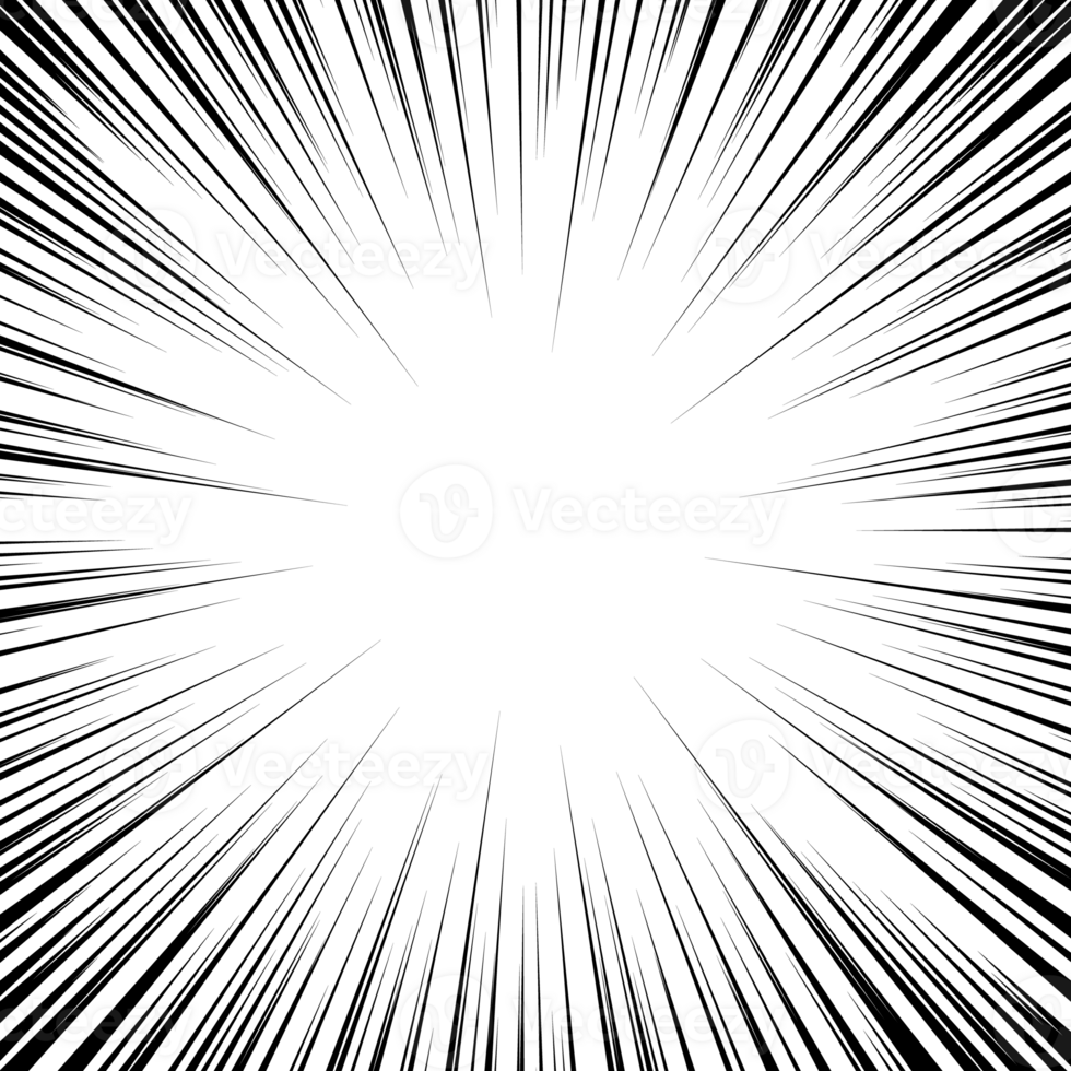 Radial speed lines. Radial speed lines effectively convey a sense of movement and speed, which can make a design more dynamic and attractive. Used to create dynamic and energetic visual effects. png