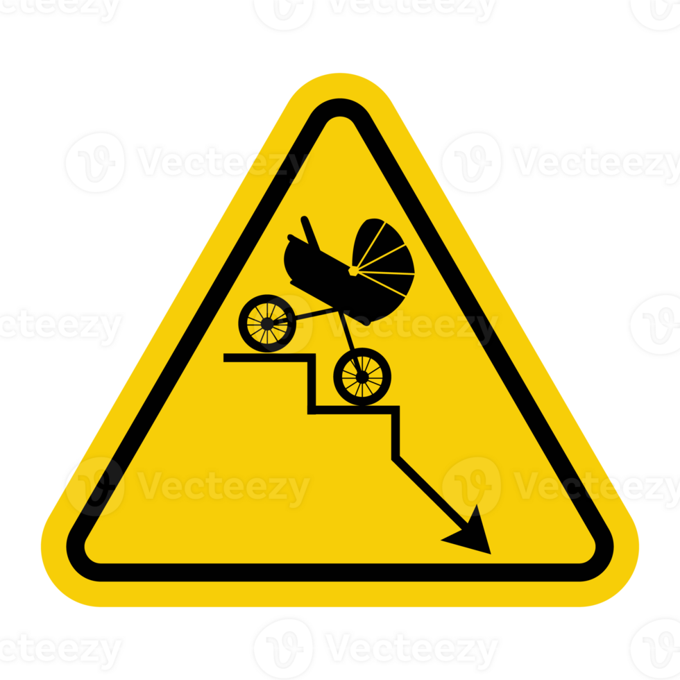 Sign of declining birth rate. Negative fertility graph with an arrow pointing down. Demographic decline, fertility decline curve. Warning yellow triangular sign. png
