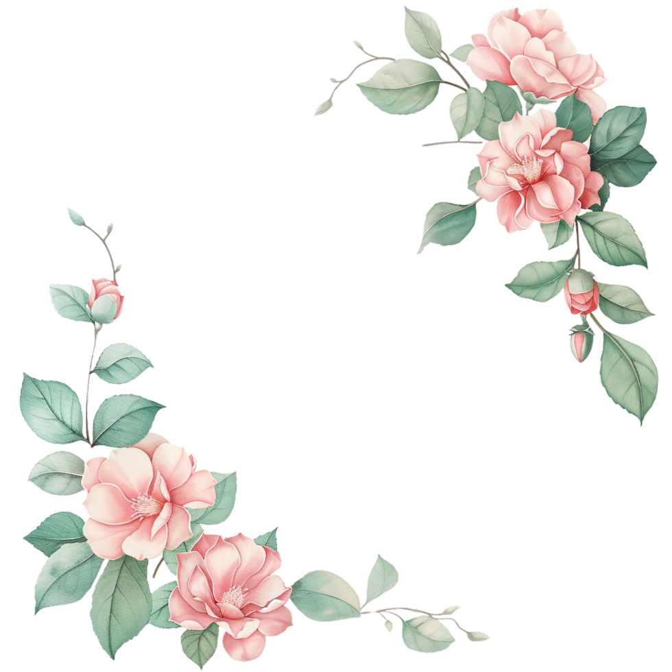flower frame in watercolor style png