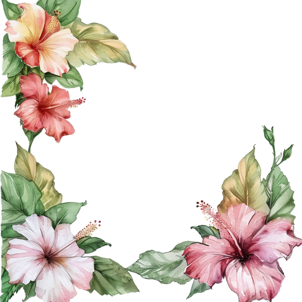 flower frame in watercolor style png