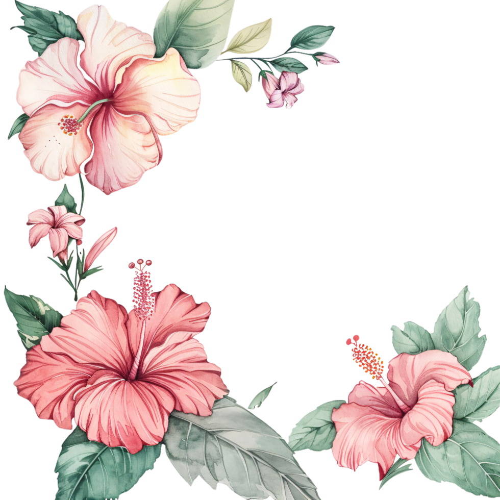 flower frame in watercolor style png