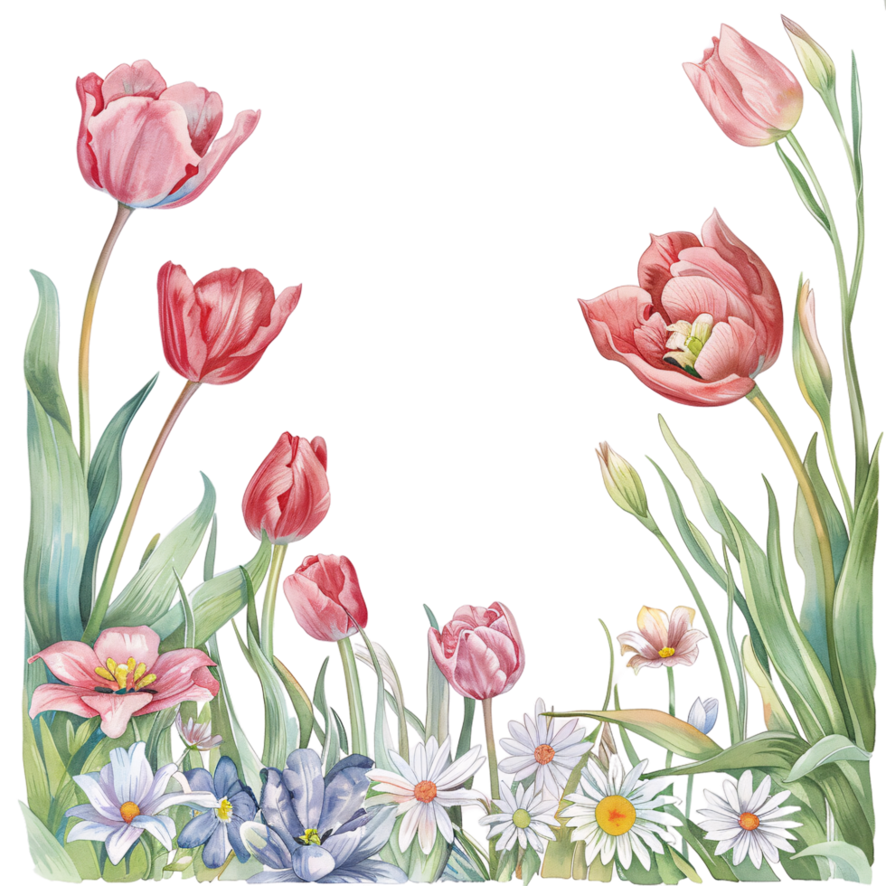 flower frame in watercolor style png