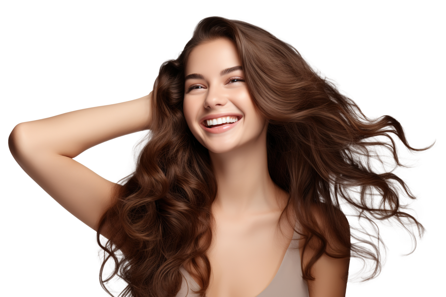 Beautiful Smiling Cosmetic Model on Transparent Background png