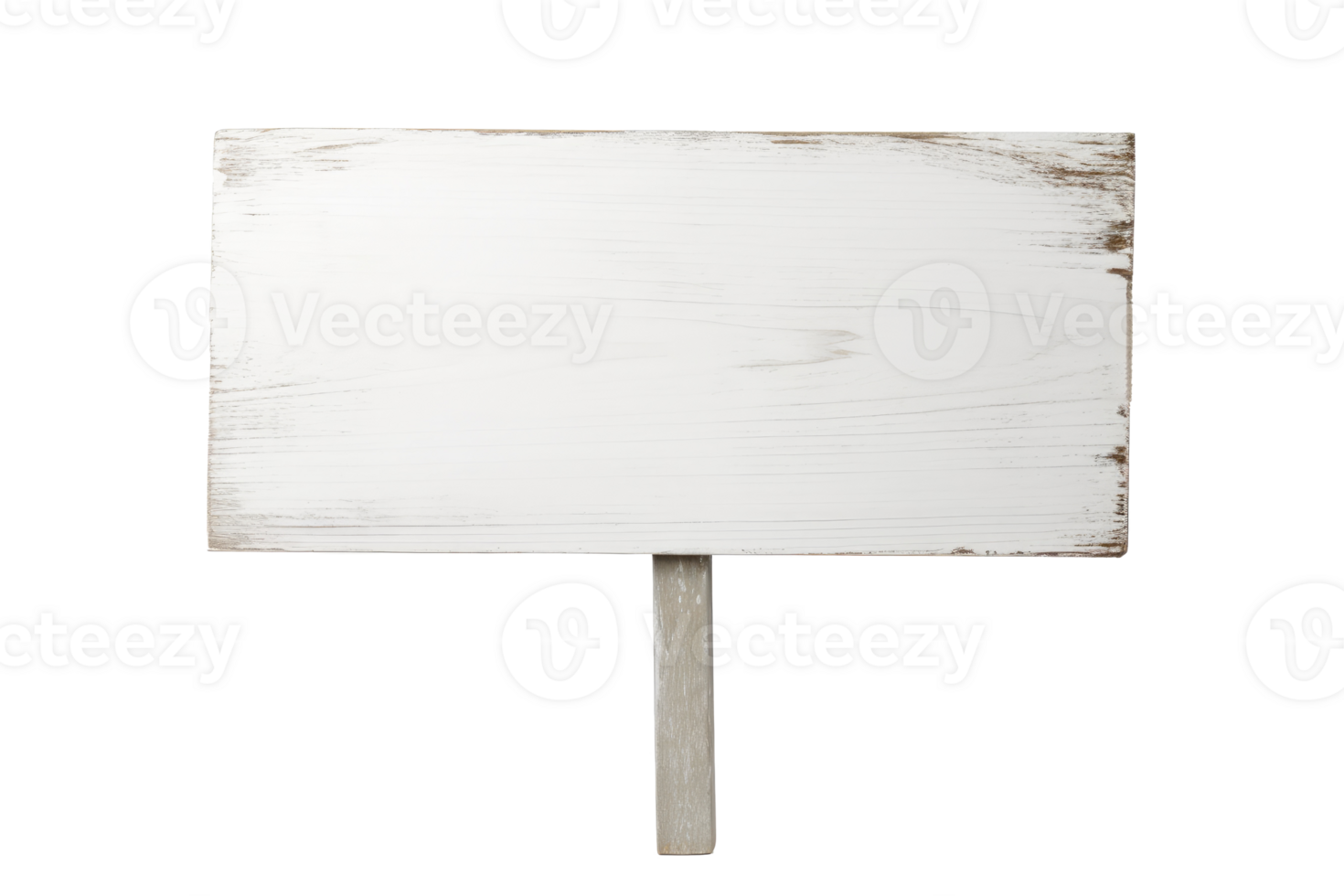 White wooden sign post isolated on transparent or white background, png