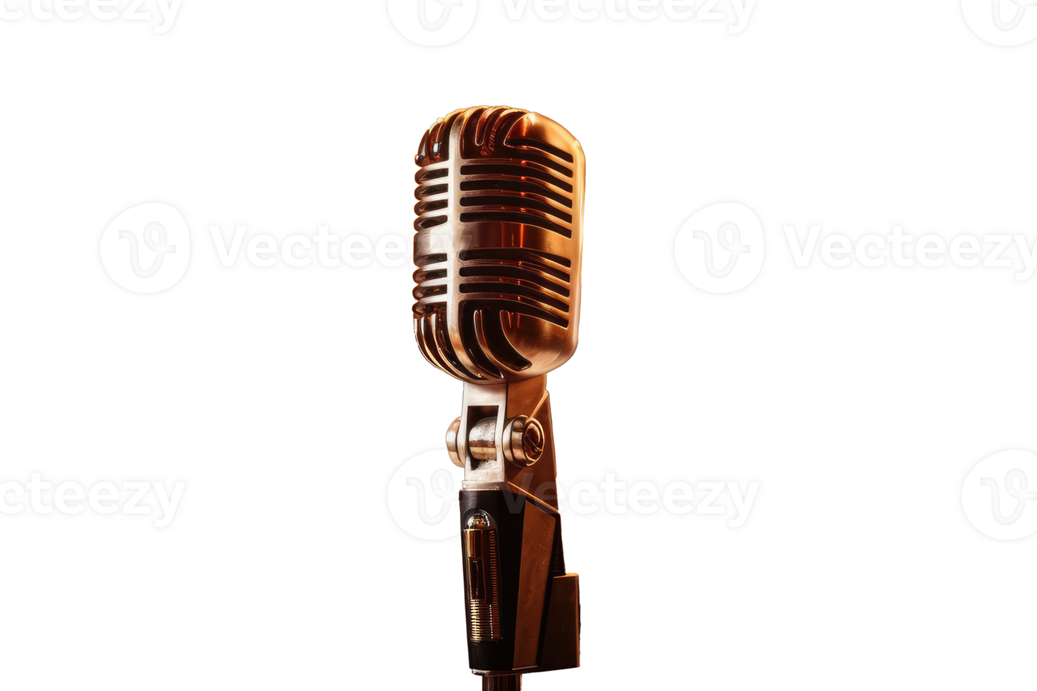 A single microphone isolated on transparent background cutout. png