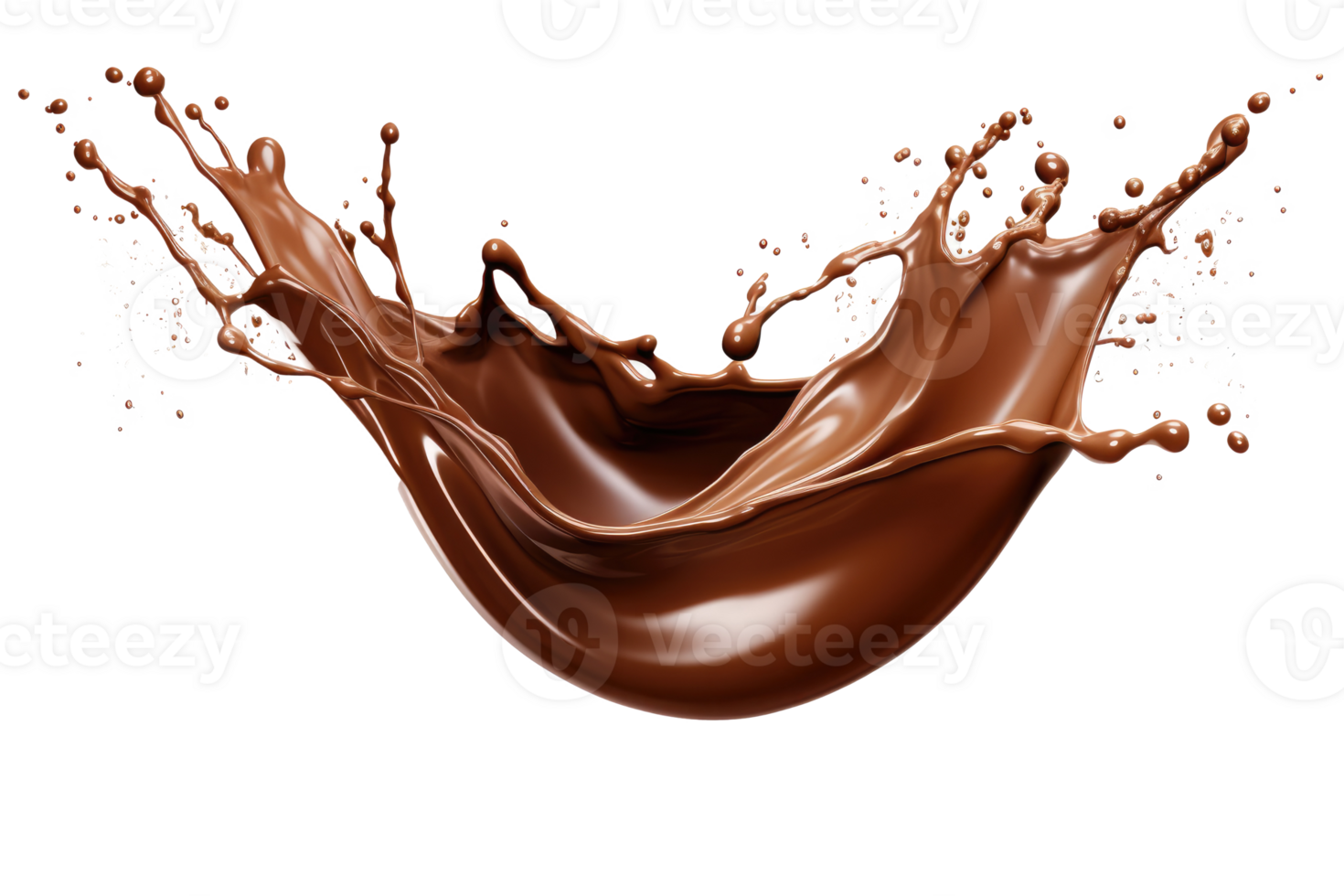 Splash of chocolate isolated on transparent or white background, png
