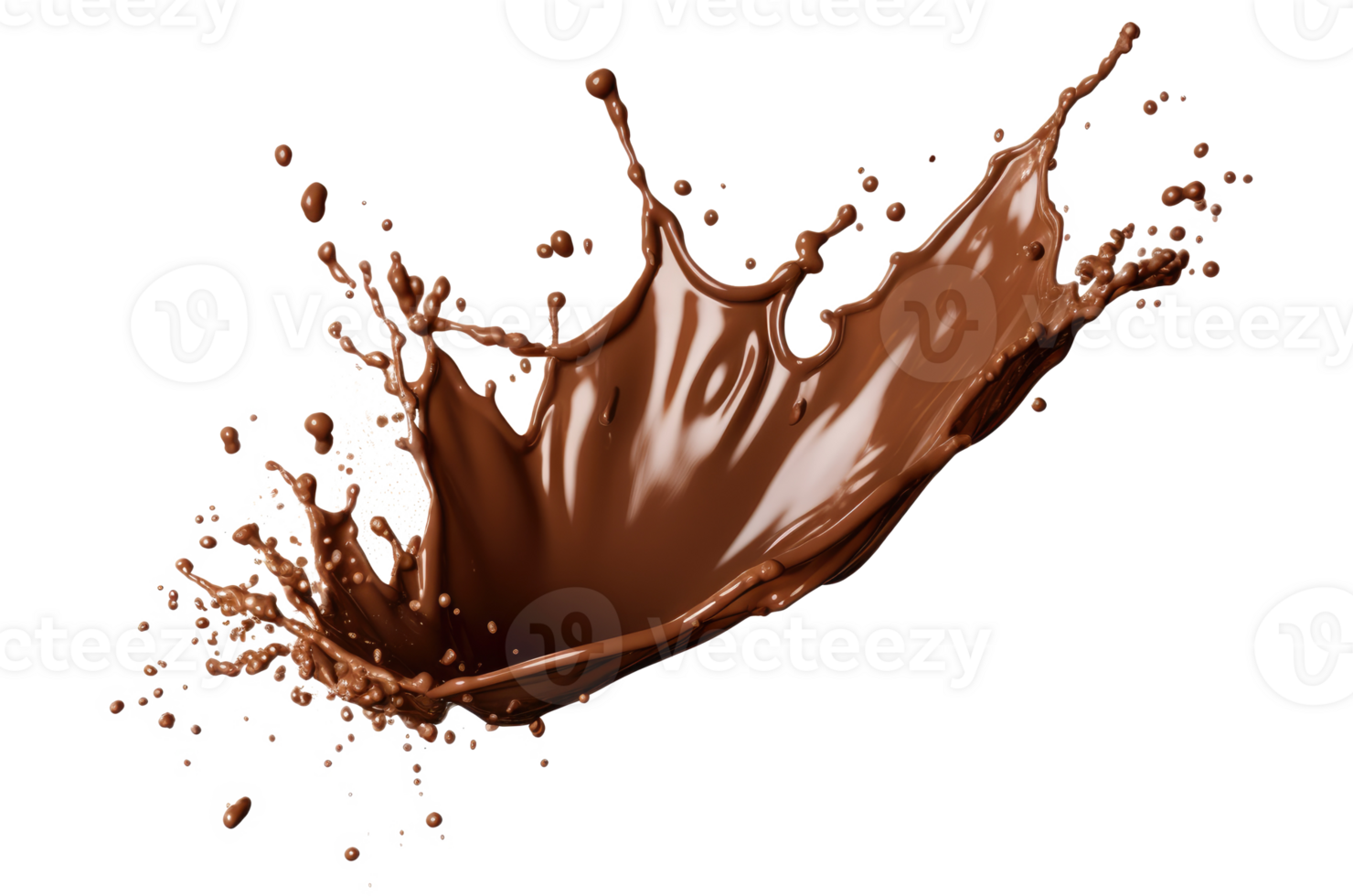 Splash of chocolate isolated on transparent or white background, png