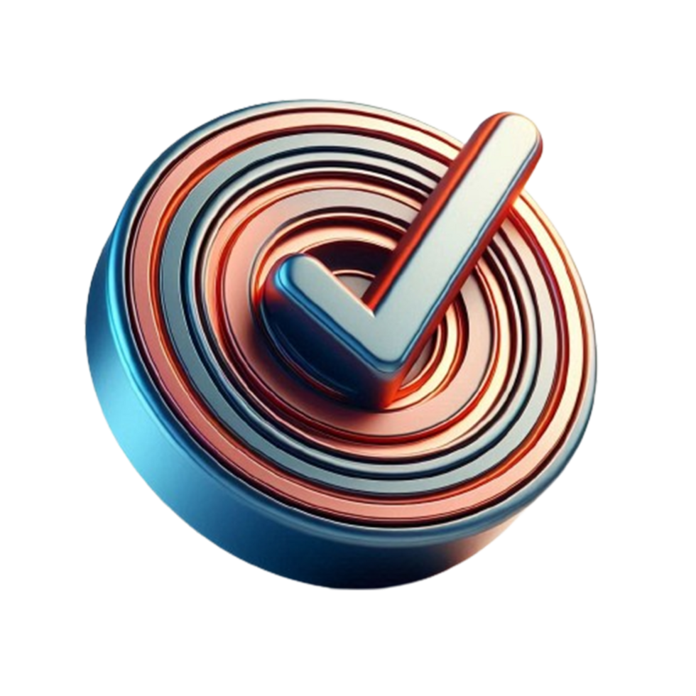 Golden Check Mark Icon On White Round Button 3d Realistic Design Element png