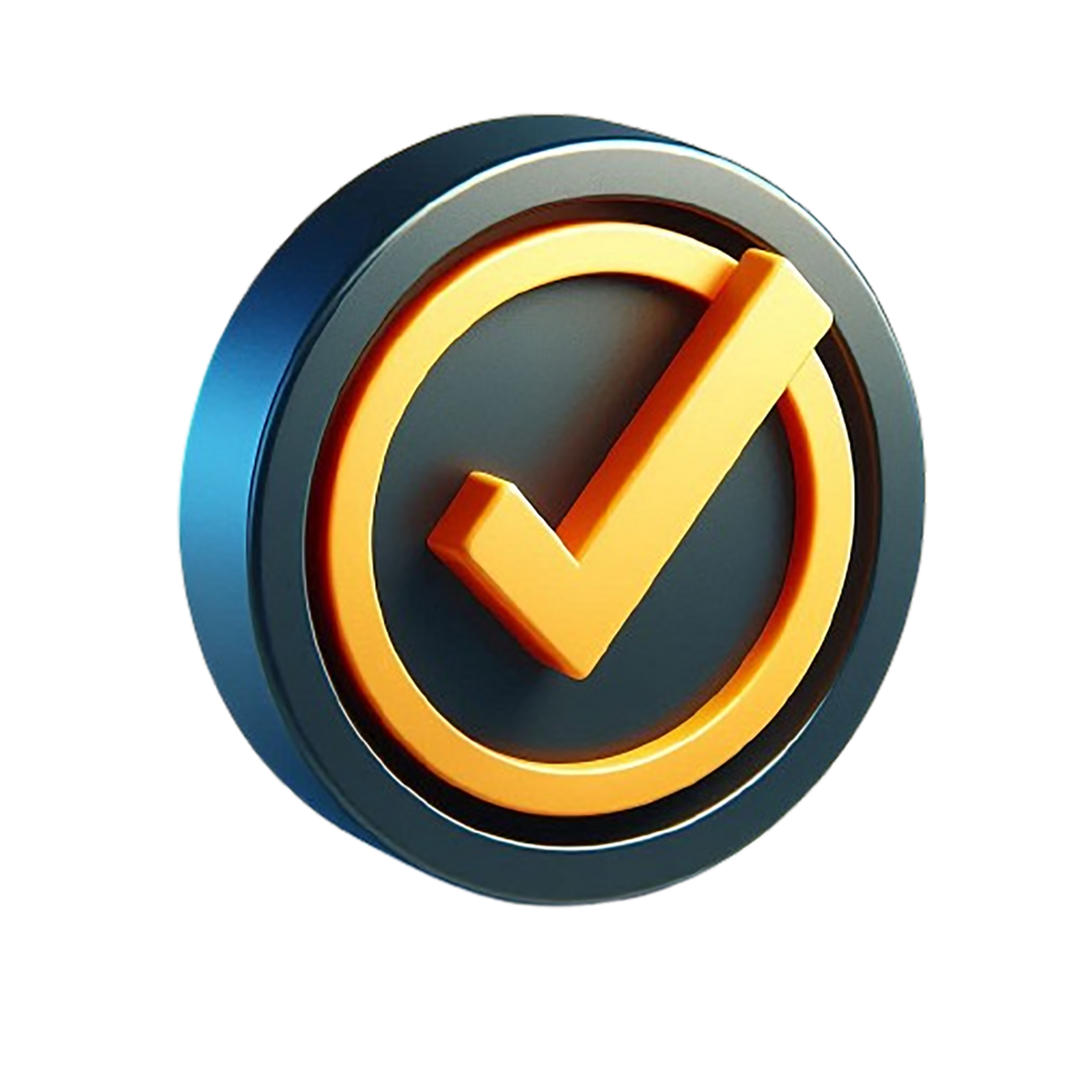 Golden Check Mark Icon On White Round Button 3d Realistic Design Element png