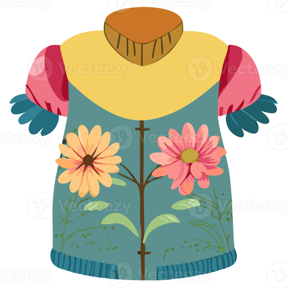 Bouquet of flowers on a child's shirt png