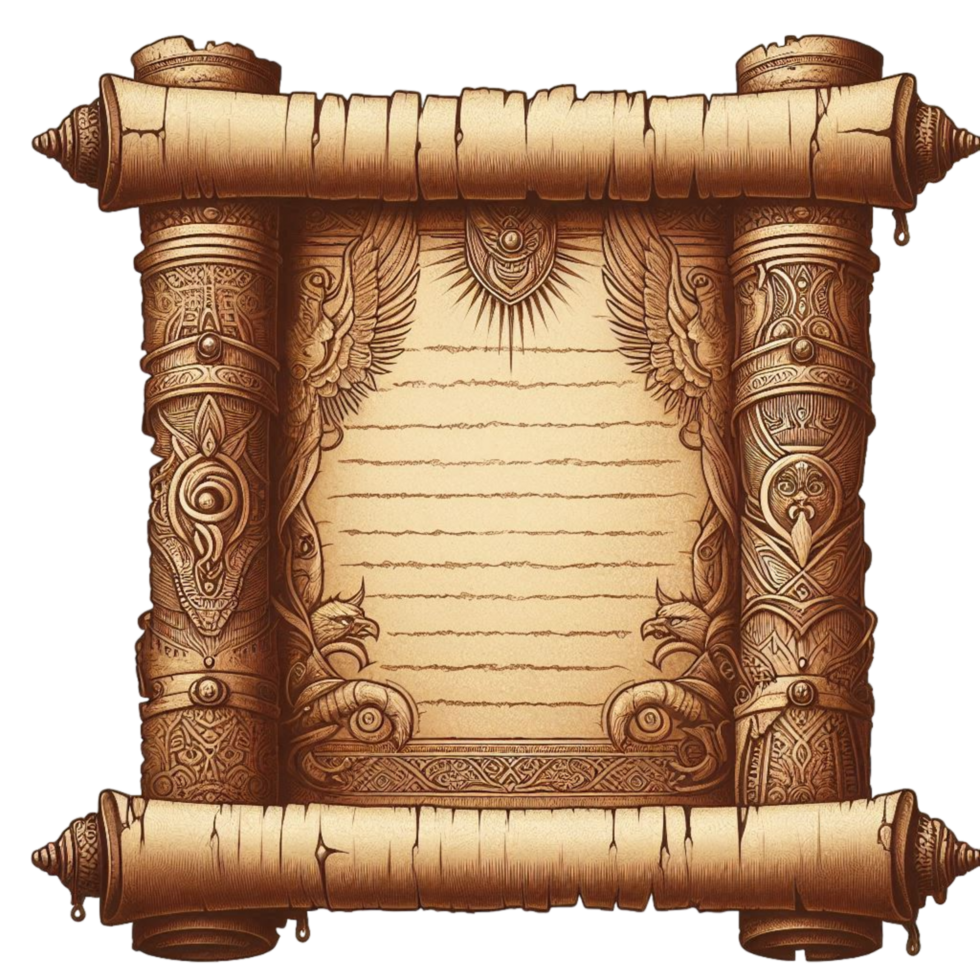 blank vintage scroll paper A Scroll vintage paper template With Leaves And Scrolls On It png