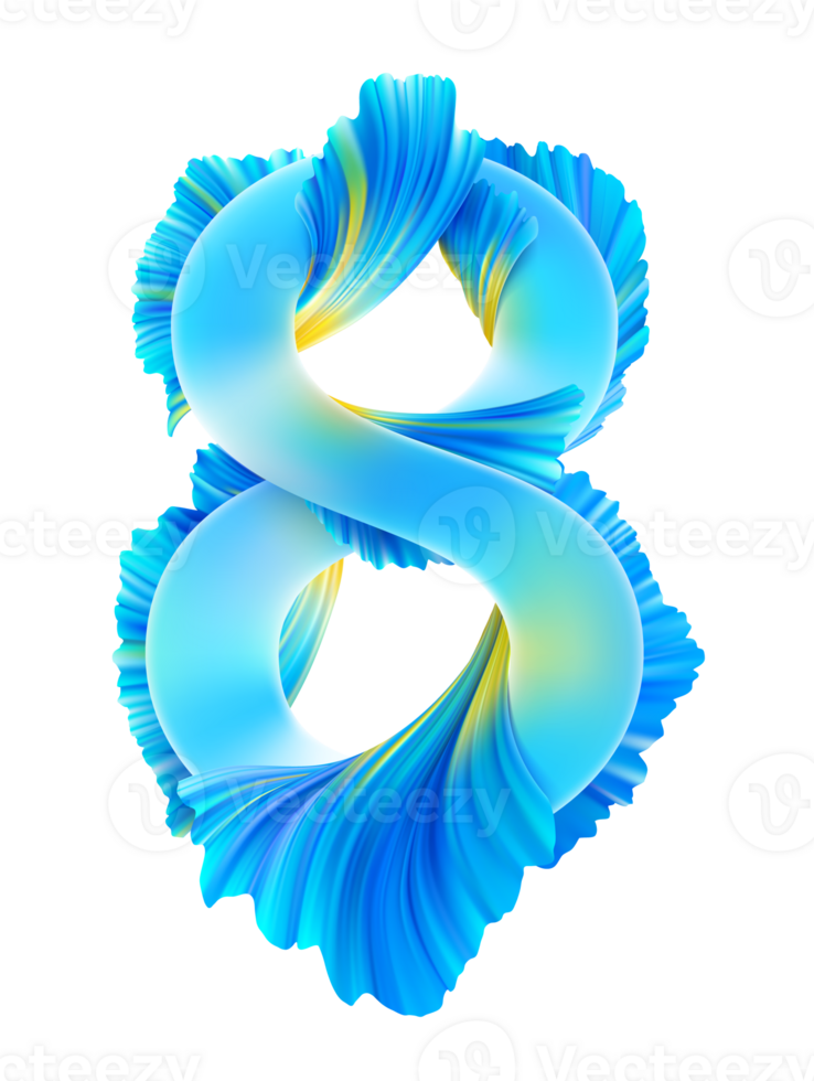 Abstract Floral Number Eight Design for International Women's Day on Transparent Background png
