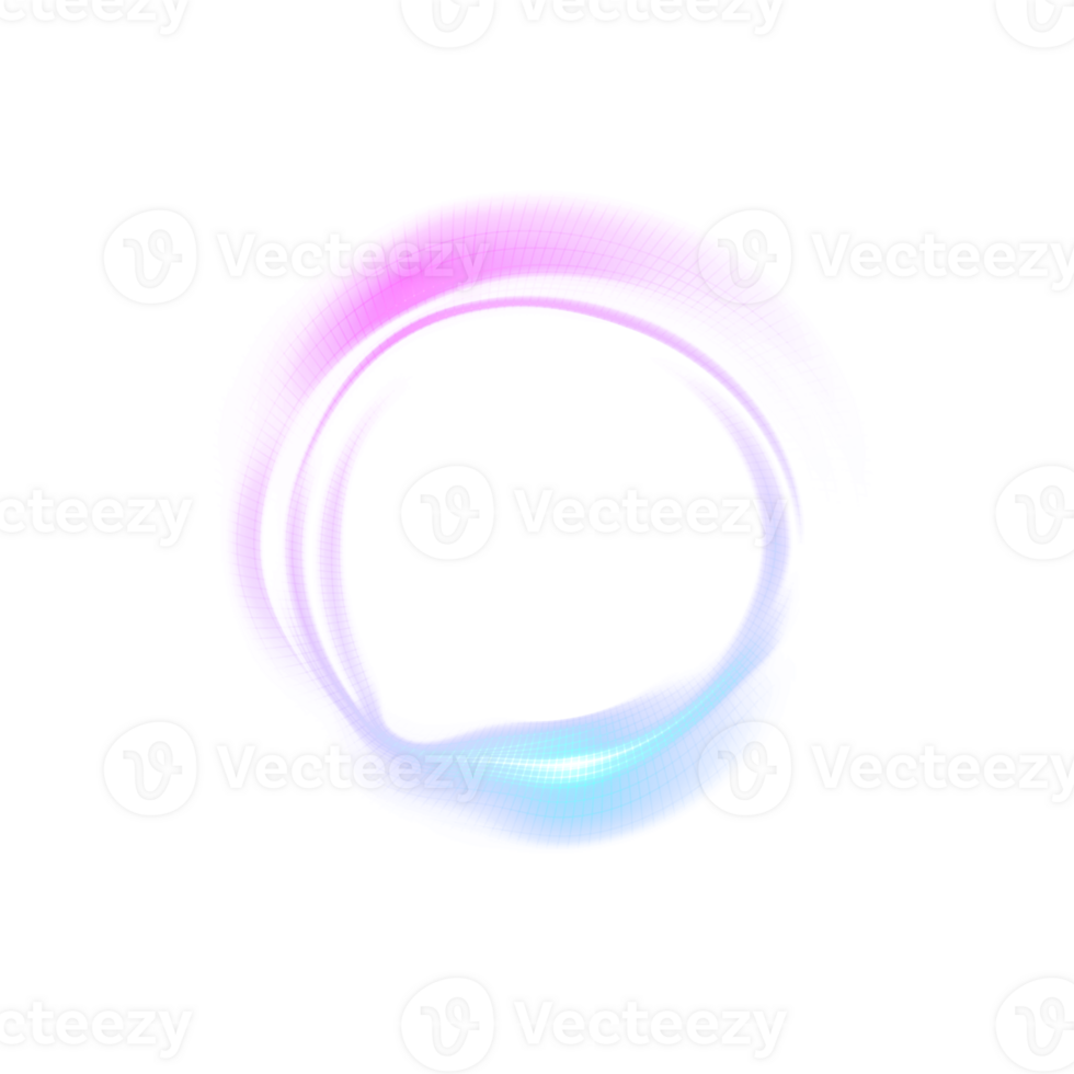 Dynamic Abstract Neon Circle Waves with Vibrant Glow on Transparent Background png