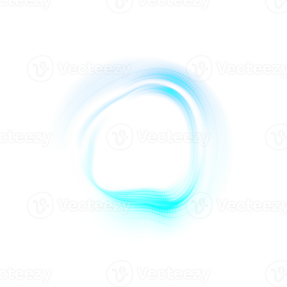 Vibrant Blue Neon Circular Wave Design on Transparent Background for Modern Projects png