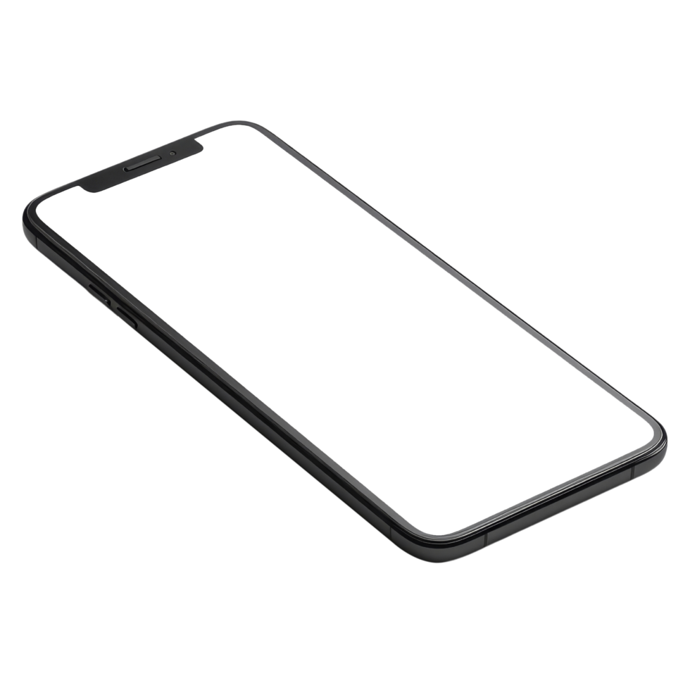 Black Smartphone with White Screen Isolated png