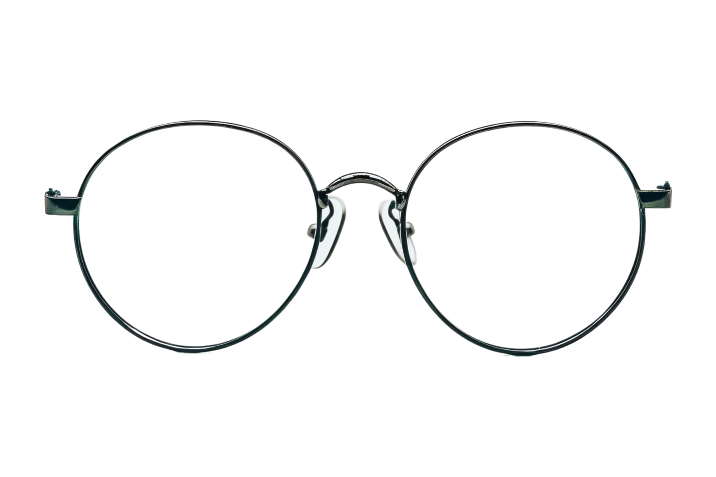 Round Black Eyeglasses with Metal Frame png