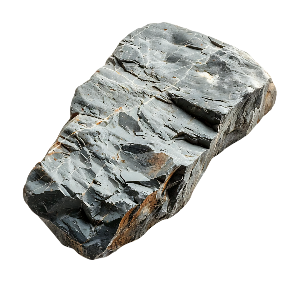 Rough Grey Rock with Veins on Black Background png