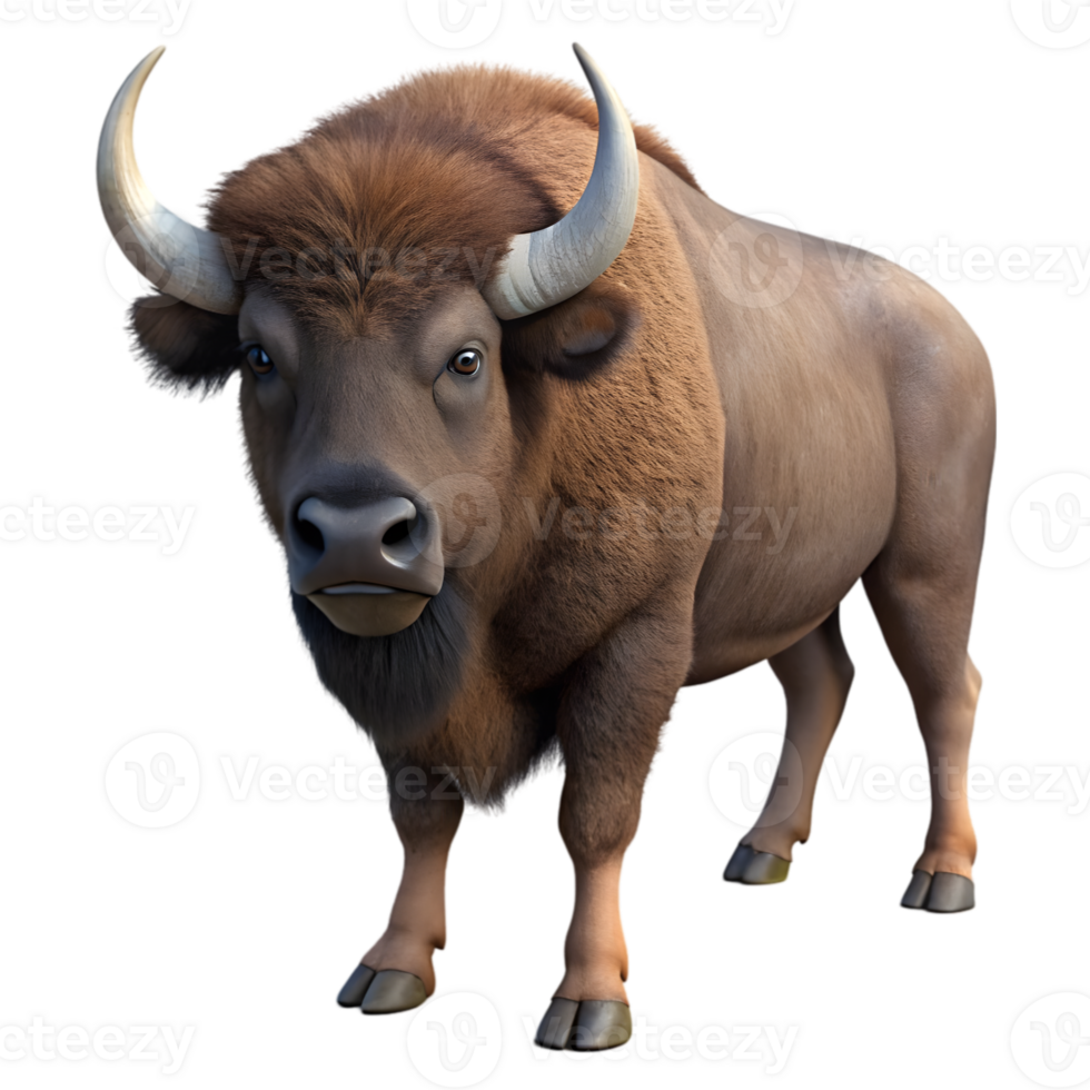 3D Render of a Buffalo png