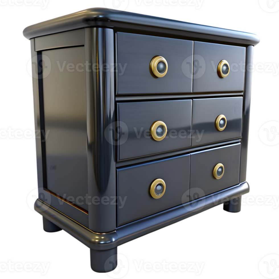 3D Render of a Black Dresser png