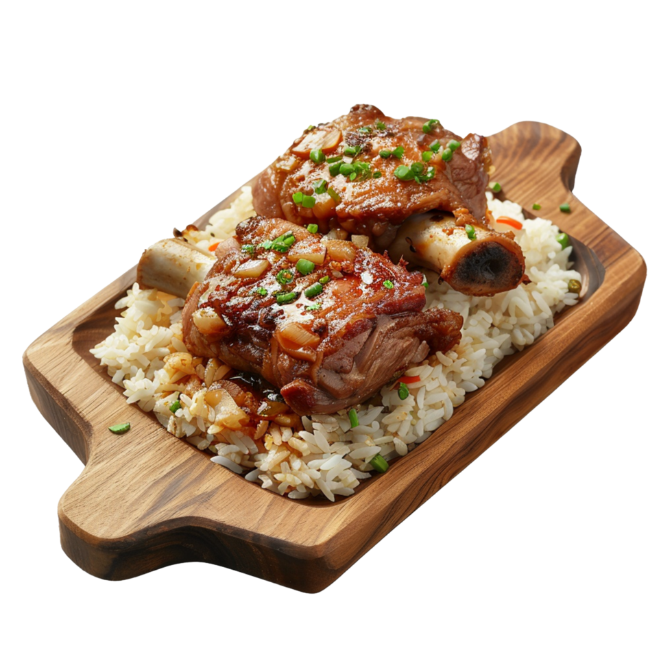 Rice and lamb meat isolated on transparent background png