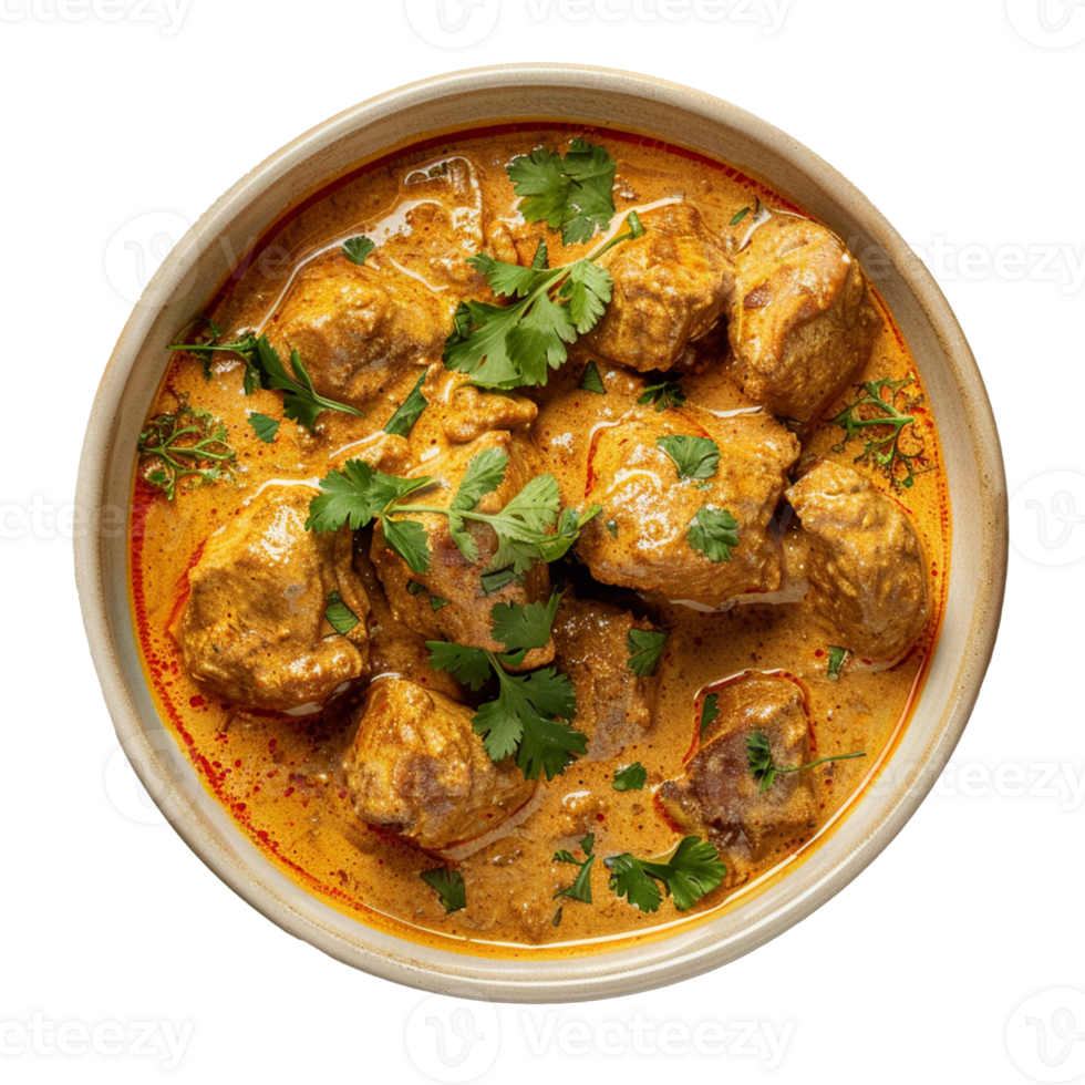 A karai korma in bowl isolated on transparent background png
