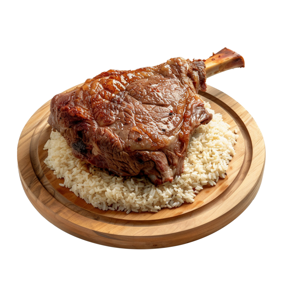 Rice and lamb meat isolated on transparent background png