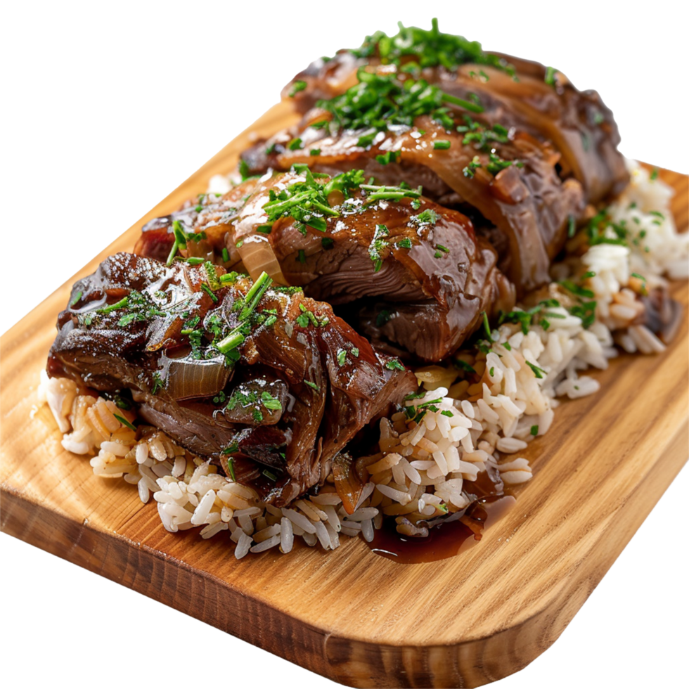 Rice with meat isolated on transparent background png