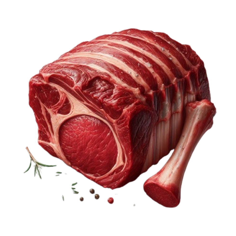 Raw ribeye beef steak isolated on transparent background png