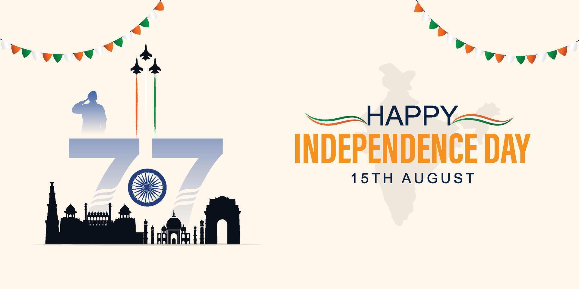 Indian 77th Independence Day, Banner, with this vibrant and patriotic graphic vector