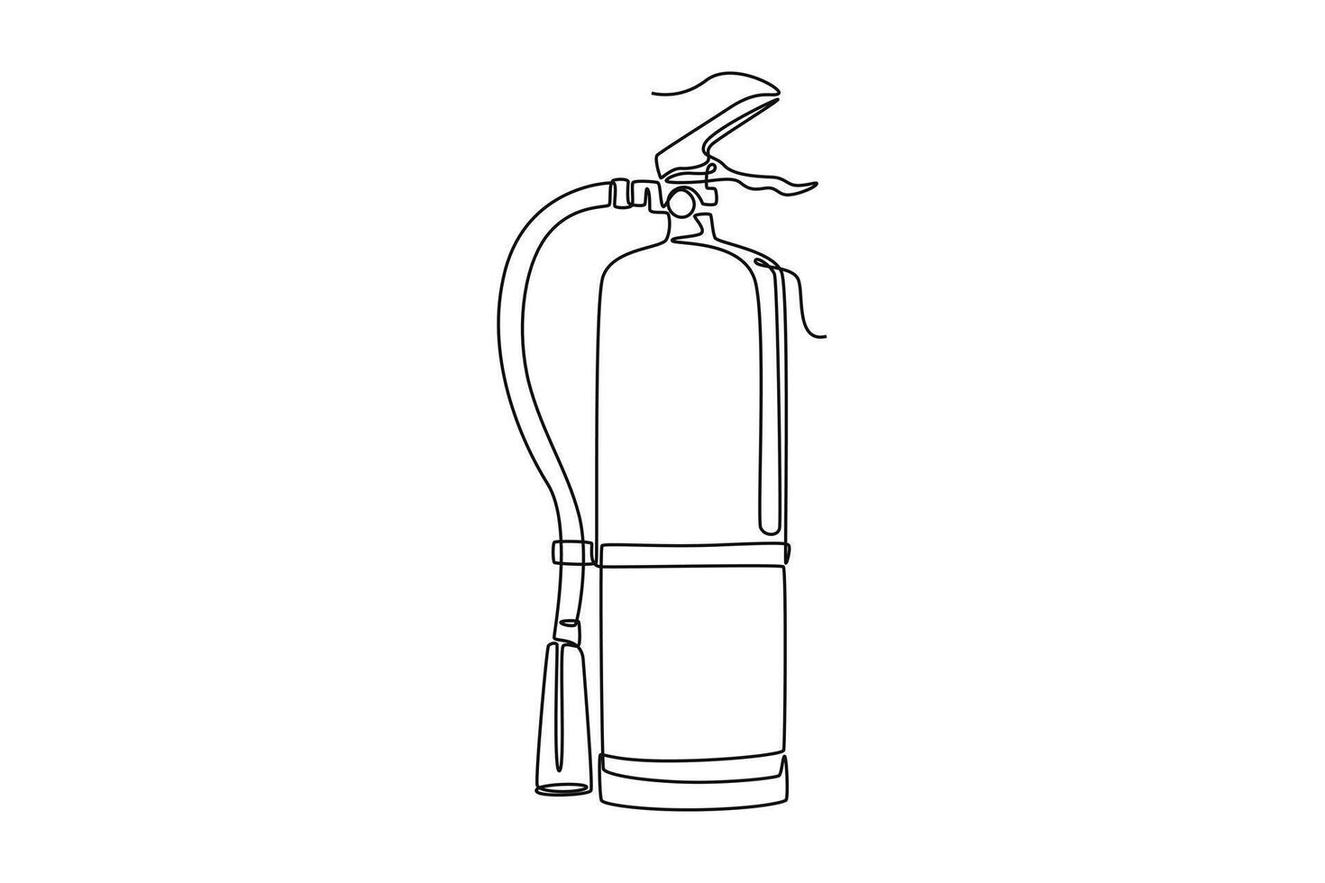 Firefighters with firefighting equipment concept. Single line draw design graphic illustration. vector
