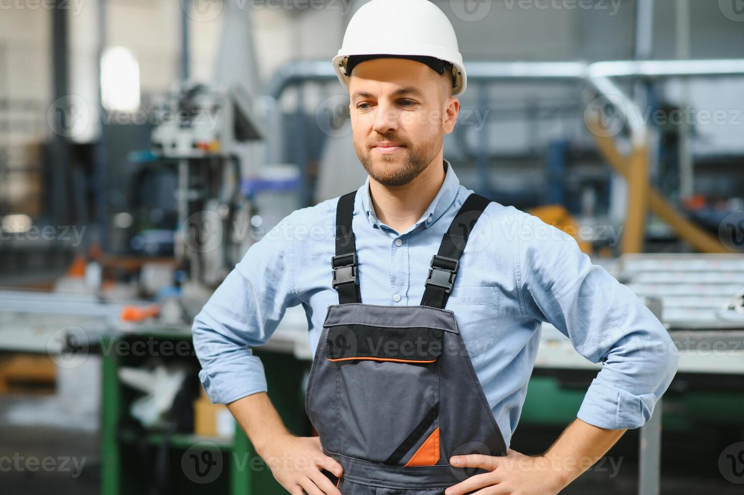 Factory worker. Man working on the production line. photo