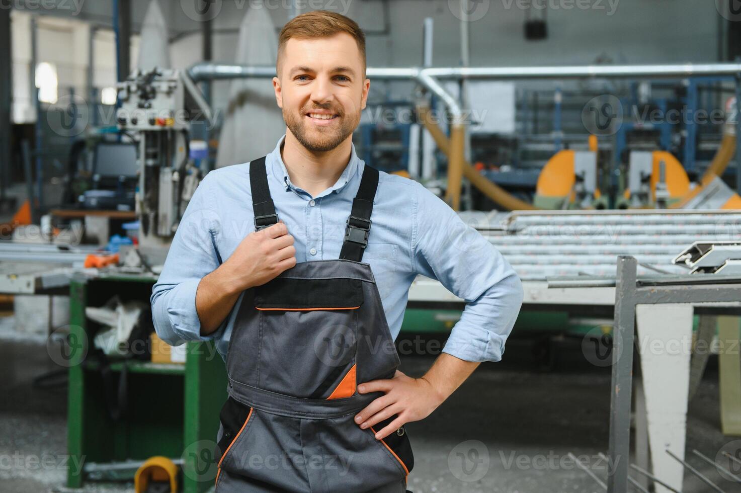 Factory worker. Man working on the production line. photo