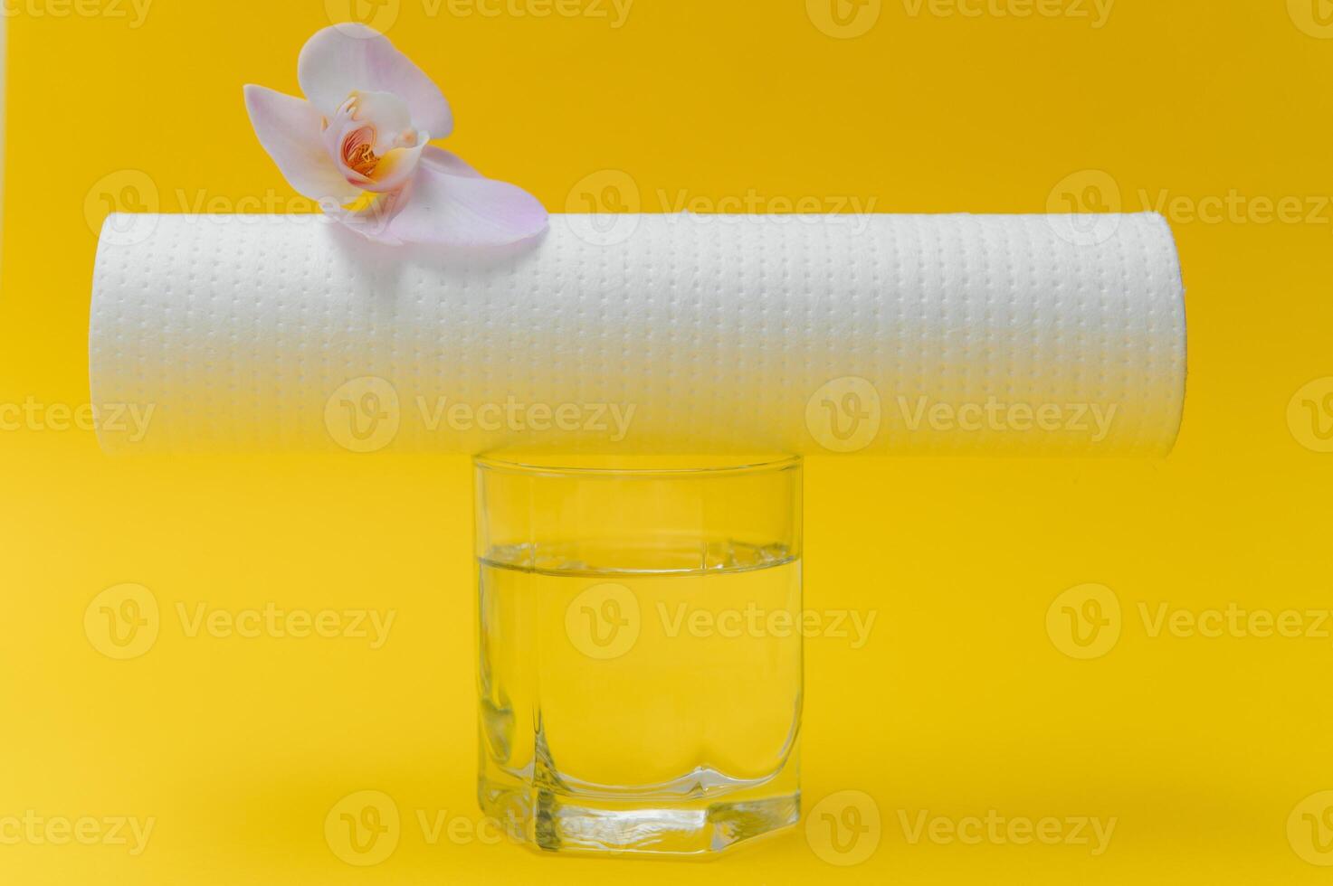 cartridges for water purification on a colored background. Concept of clean water at home photo