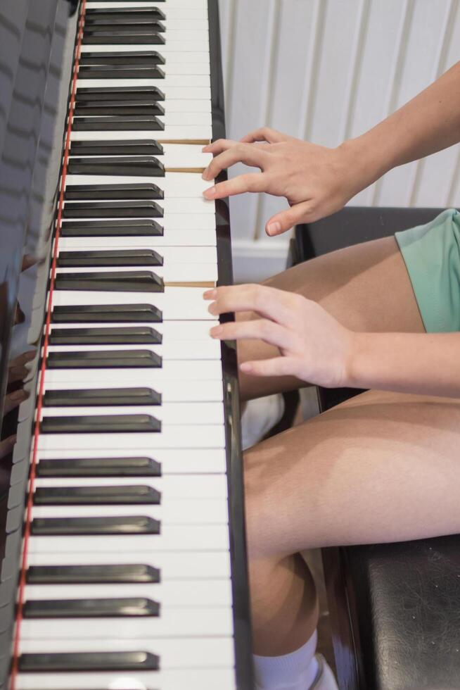 Beautiful piano background are set by the window in the morning waiting for the pianist to come to practice in the morning to reduce the mistake of having to perform the piano performance at a concert photo