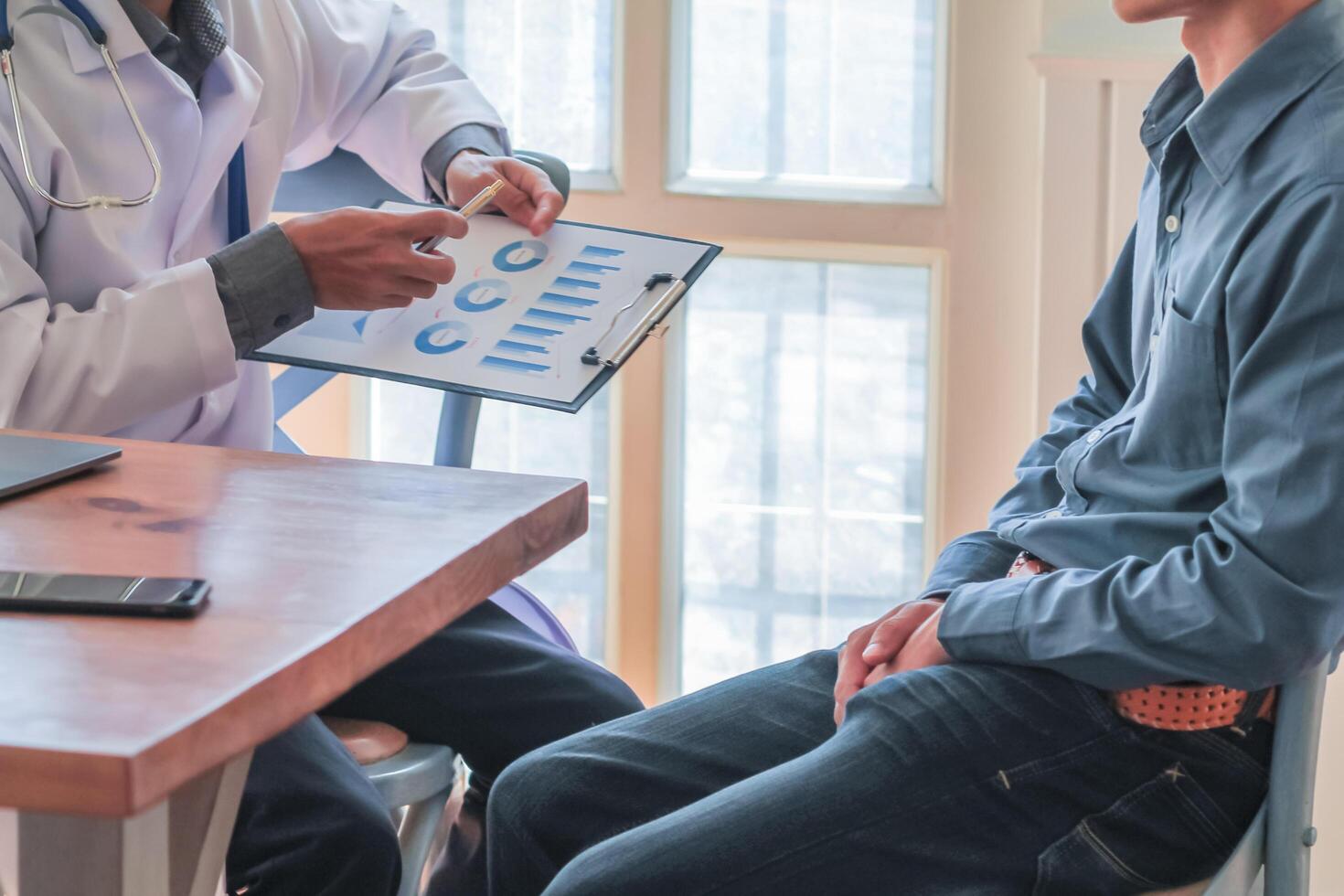image blur,The doctor is examining the health of the patient and is a consultant for health care after the examination for sexual rehabilitation. photo