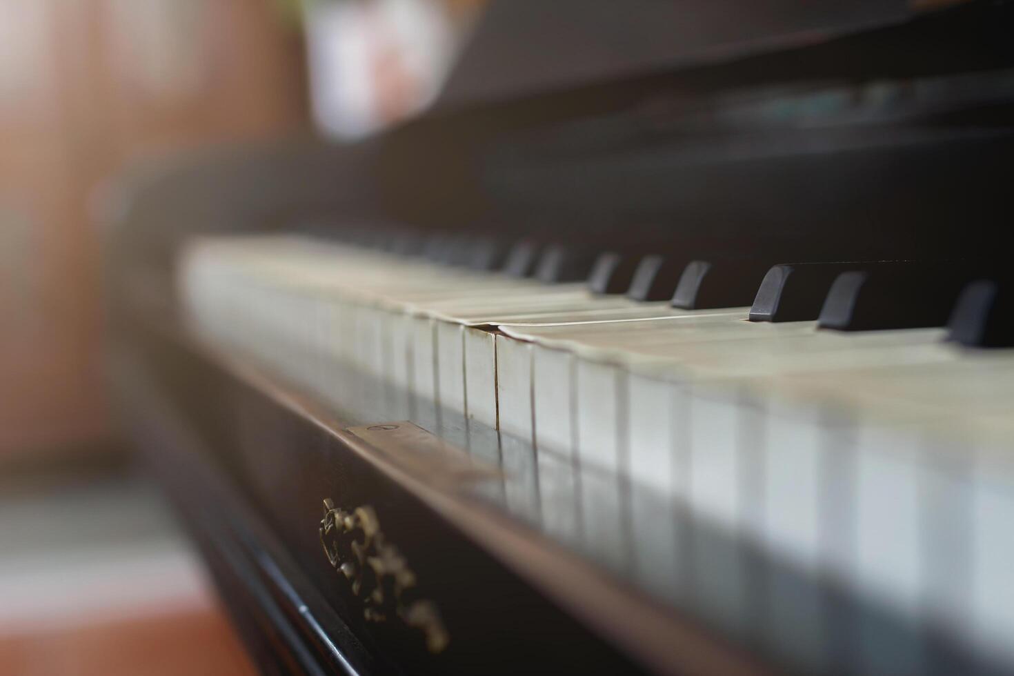 Beautiful piano background are set by the window in the morning waiting for the pianist to come to practice in the morning to reduce the mistake of having to perform the piano performance at a concert photo