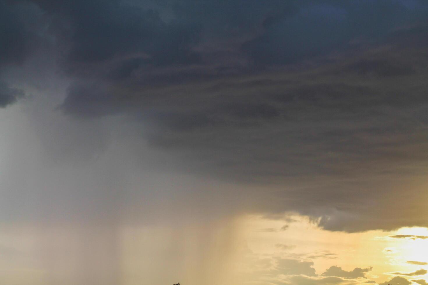 Black clouds in the sky in the rainy season are the formations of a rain storm in the evening. The background of the sky full of black dark rain clouds photo