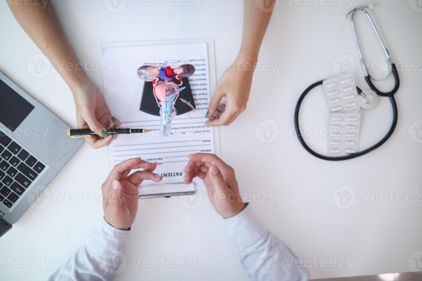 A young man was diagnosed with a tumor in his prostate and the medical team diagnosed him with prostate cancer and provided counseling to health care patients to undergo cancer treatment and surgery. photo