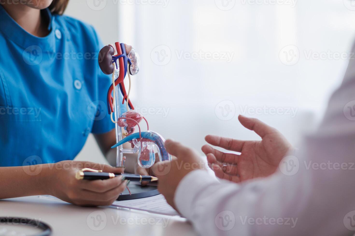 A young man was diagnosed with a tumor in his prostate and the medical team diagnosed him with prostate cancer and provided counseling to health care patients to undergo cancer treatment and surgery. photo