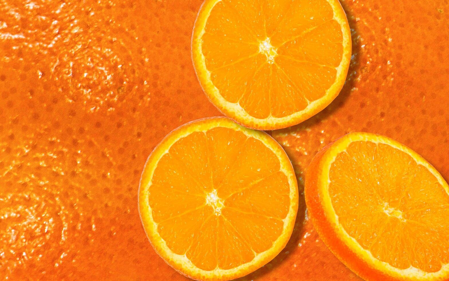Background of floating falling oranges. Good for use in fruit, beverage and food advertising design projects. photo