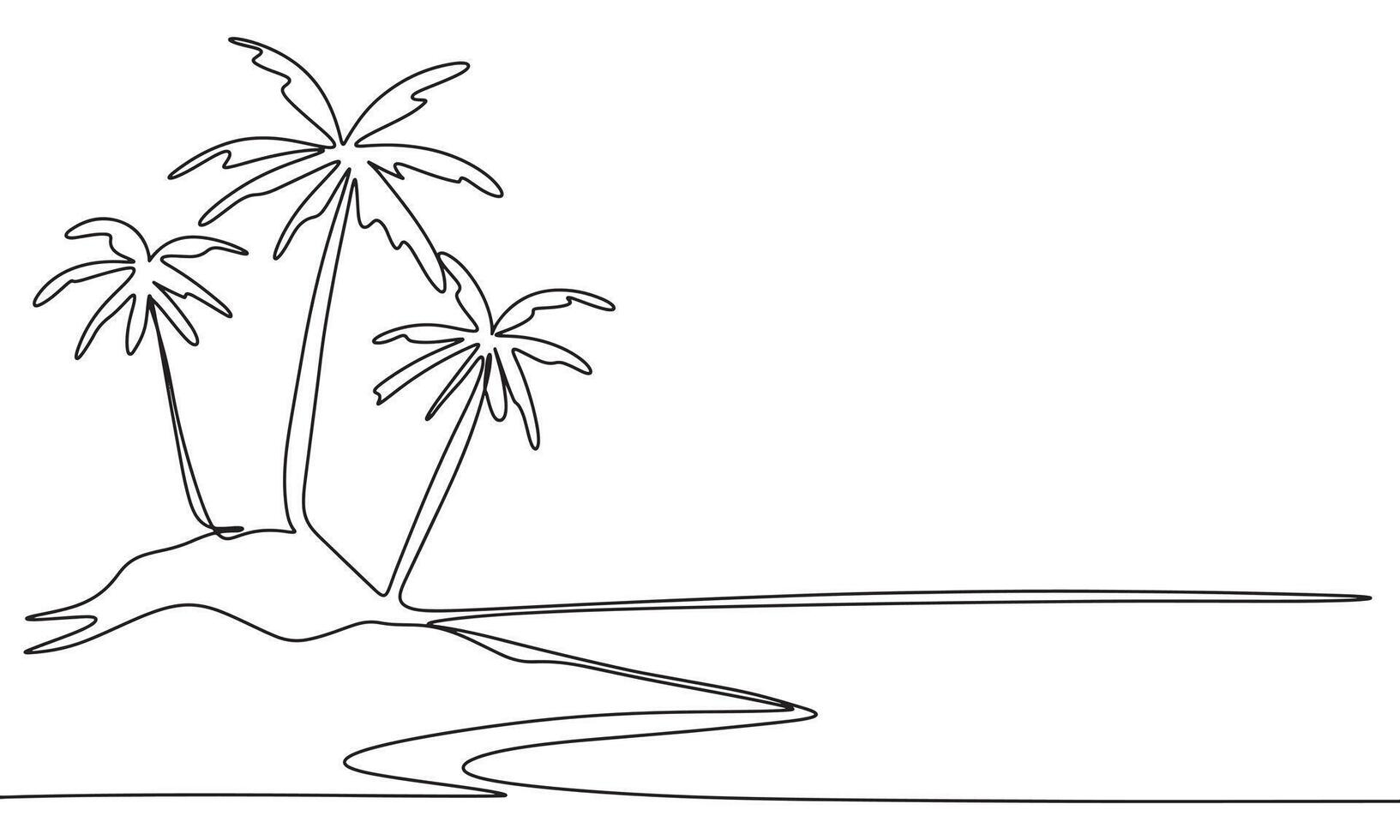 Tropical view one line continuous. Tropical landscape line art. Hand drawn art. vector