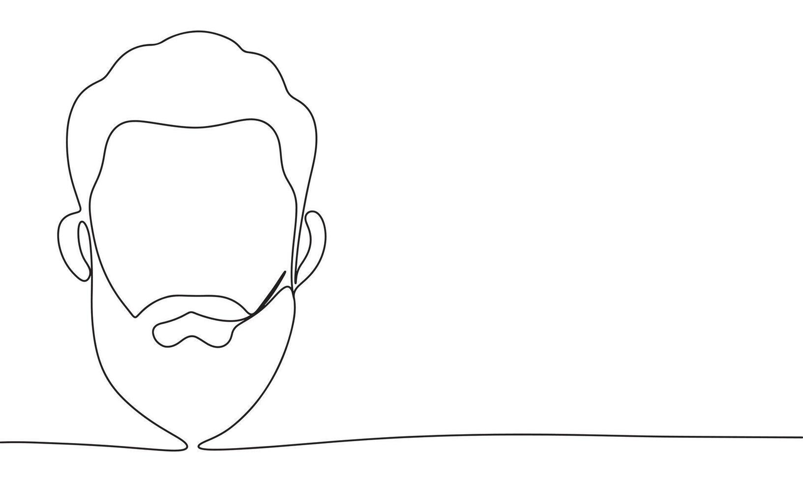 Face with beard one line continuous. Face with beard line art. Hand drawn art. vector